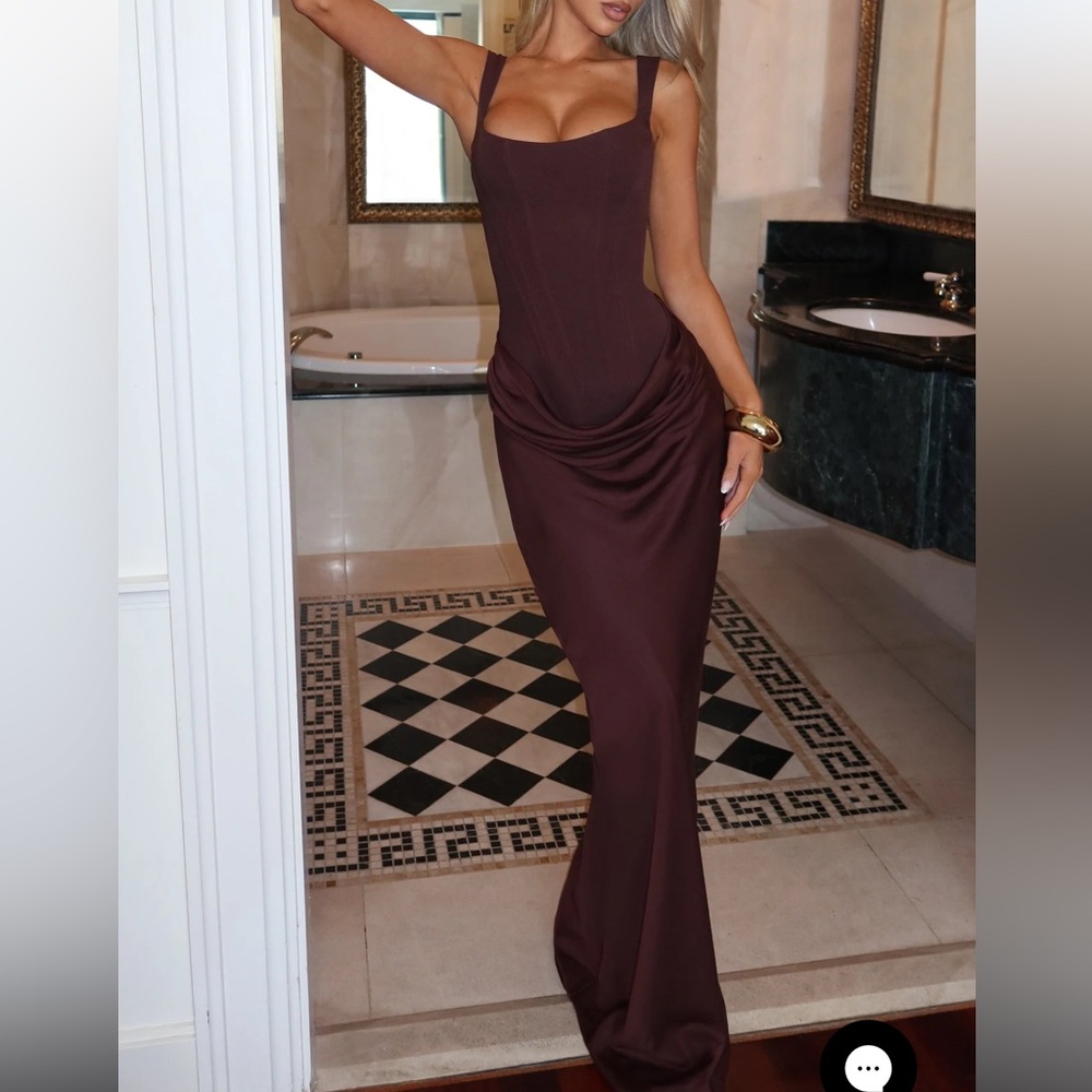 CORNELIA MAXI DRESS - PLUM BROWN